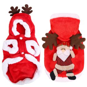 Pet Christmas Clothes Santa Claus Reindeer Antlers Costume Winter Outfit New Year Coat For Small Medium Dogs Cats Available in S/M/L/XL (Color: Red, size: large)