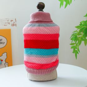 Pet Ring Comfortable Color Stripes Colorful Sweater (Option: Color Stripes Colorful Sweater-XL)